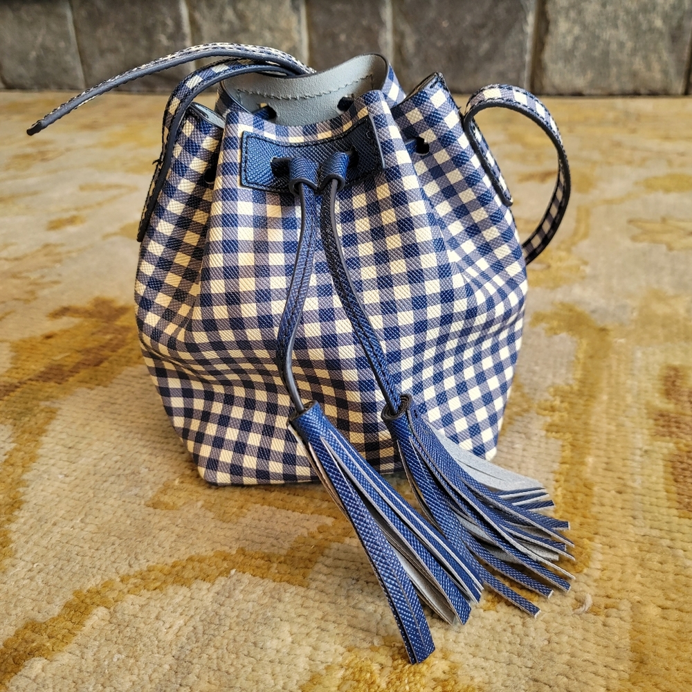 JCrew Mini Bucket Gingham Purse